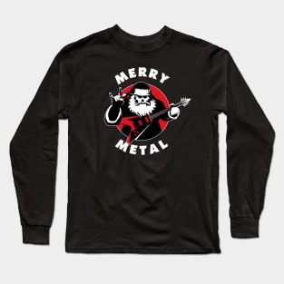 Merry Metal | Santa Claus Playing Heavy Metal Guitar Long Sleeve T-Shirt